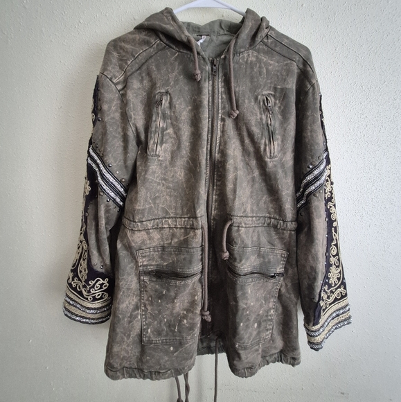 Free People Golden Quills Green Military Parka Size XS - Picture 2 of 9